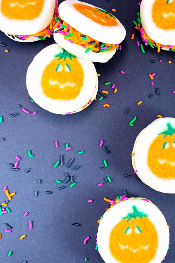 Pumpkin Sandwich Cookie with Sprinkles 