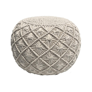 Beige Knit Crochet Macrame Ottoman Pouf - Design Inspiration Curated by Rare and Worthy Co