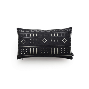 Modern Farmhouse black mud cloth tribal lumbar pillow - Design Inspiration Curated by Rare and Worthy Co