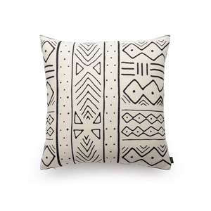 18" square white and black tribal pattern throw pillow cover white and black mud cloth